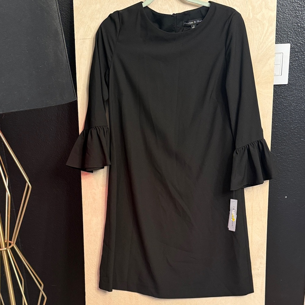 Preston & York Black Mini Dress with Ruffled Sleeves